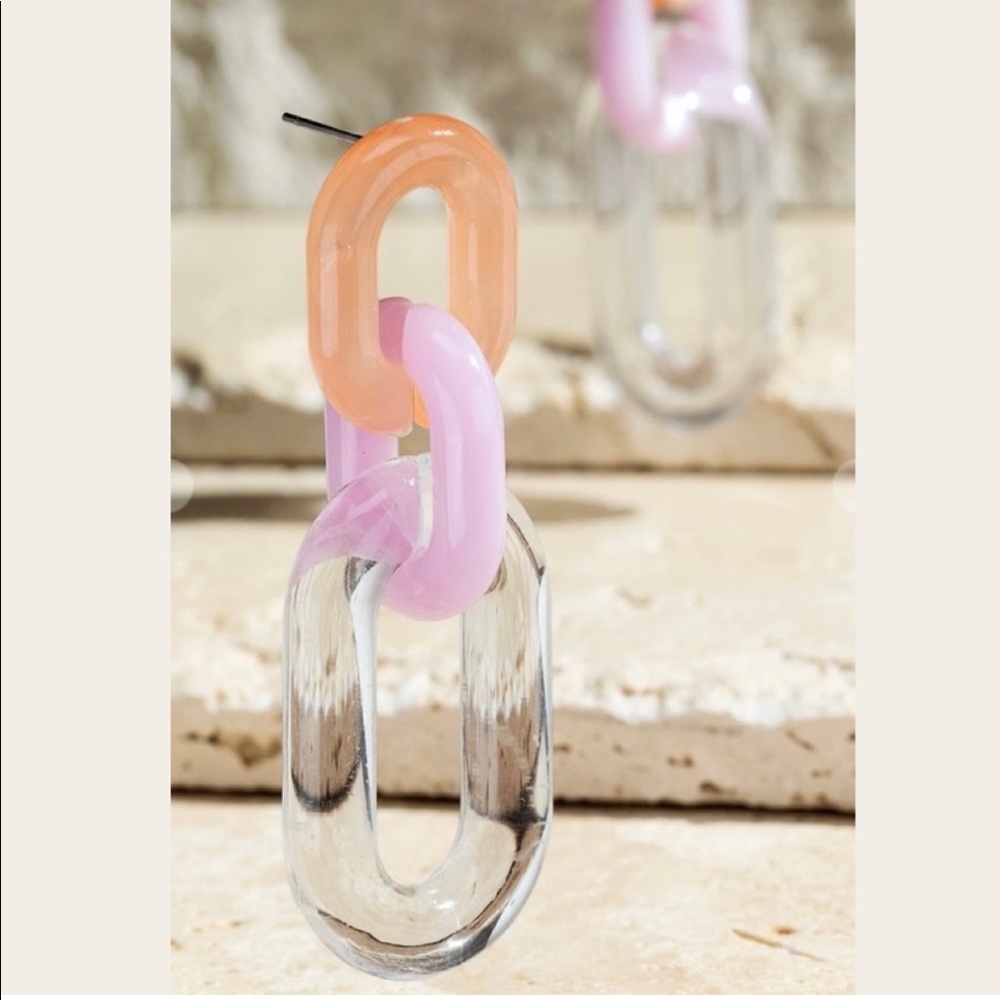 NEW Transparent/Multi Color Boutique Link Statement Earrings